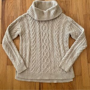 Lauren Ralph Lauren Cable Knit Fisherman Cowl Turtleneck Sweater